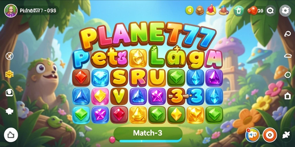 Screenshot gameplay PLANET77 yang menarik dan penuh aksi Match-3.