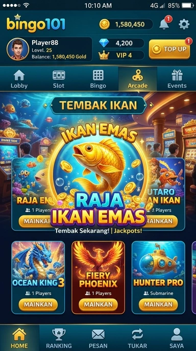 Tampilan awal aplikasi bingo101 yang sederhana dan fungsional.